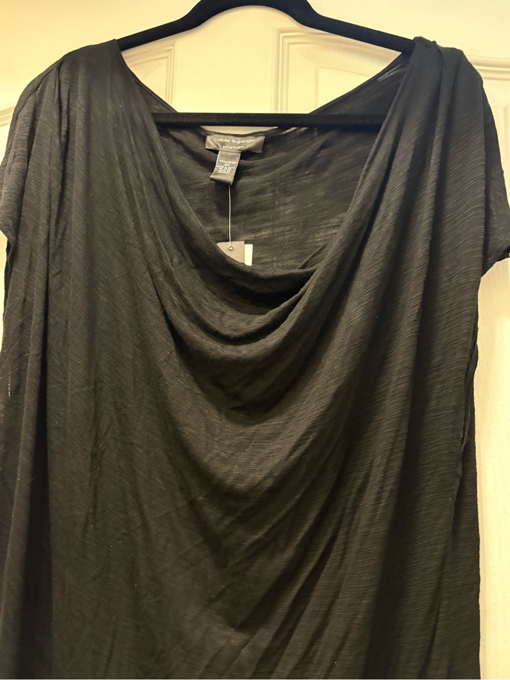 Cable and Gouge Draped Neck Black Tunic Top (beach cover-up) Size 2X